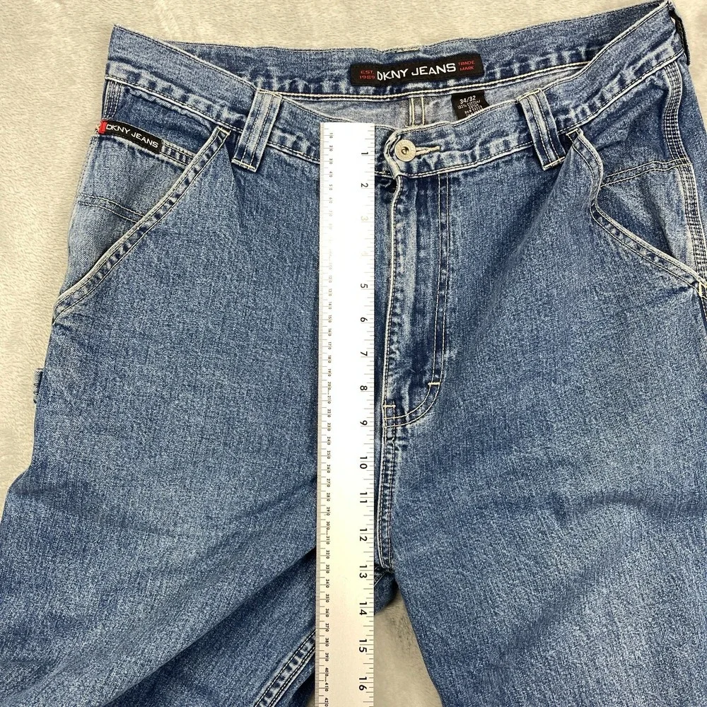 DKNY Jeans Mens 34/32 Blue‎ Denim Workwear Straight Leg Loose Carpenter Outdoor